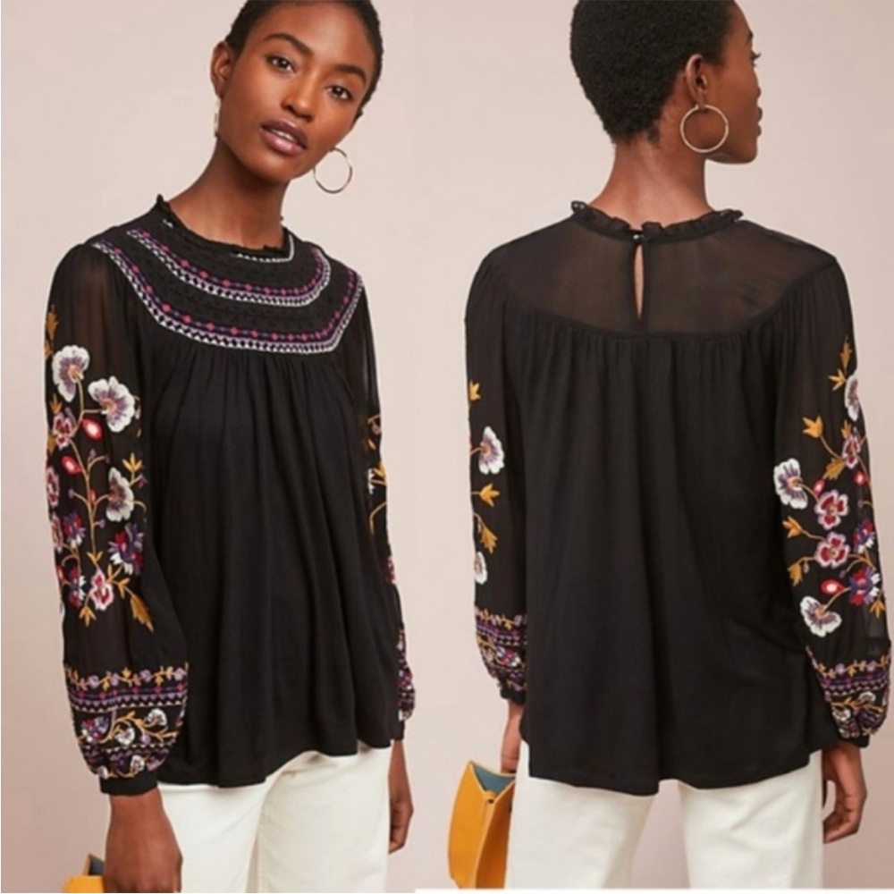 {Anthro} Akemi + Kin Embroidered "Louise" Blouse Size Medium